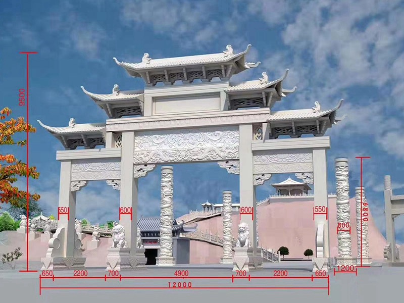 三門(mén)五樓石牌樓設(shè)計(jì)尺寸